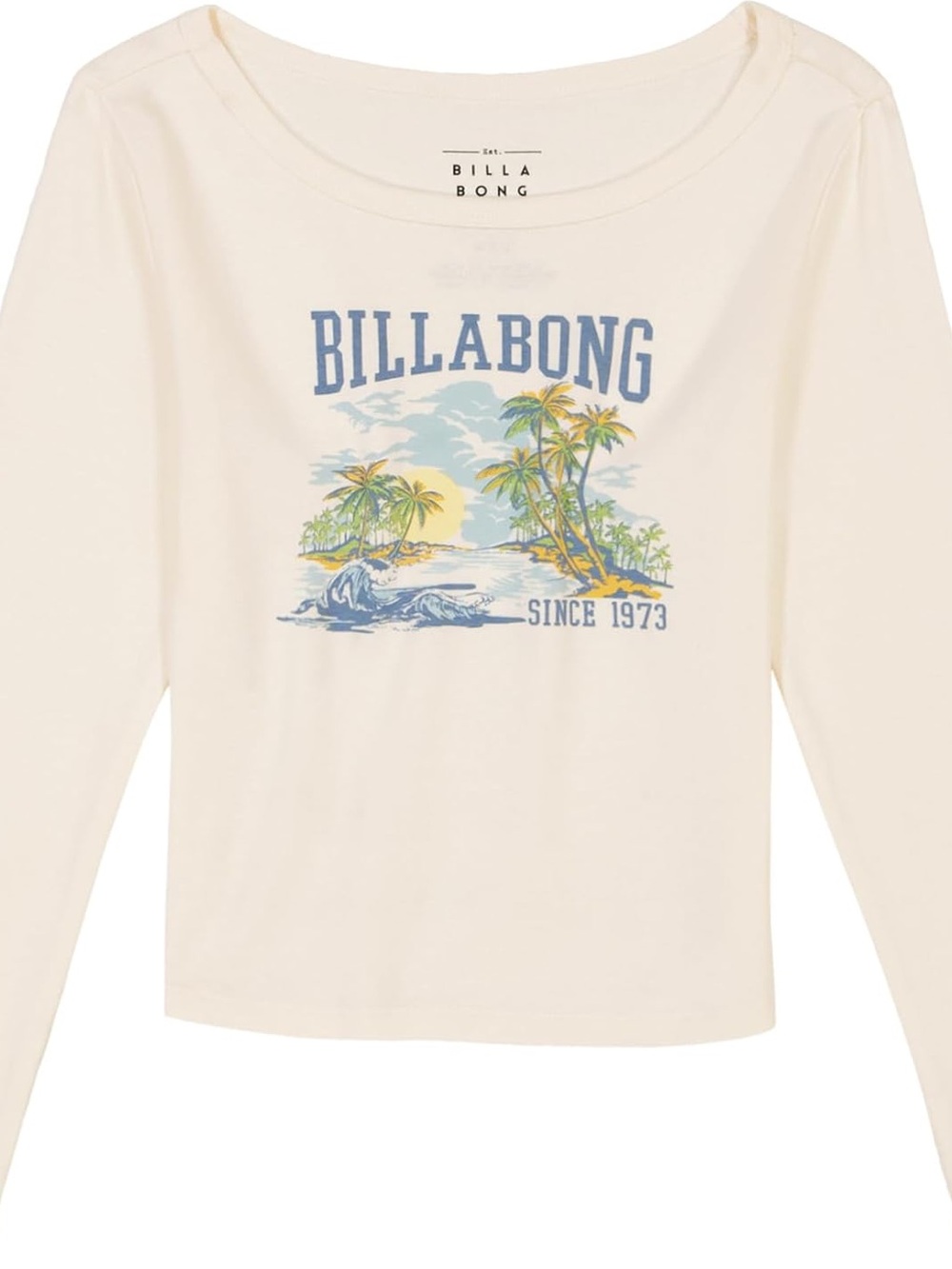 Billabong Cream Long-Sleeve Tee with Beach Graphic